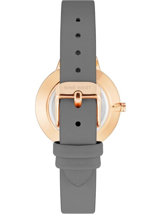 Nine West Womens Grey And Rose Gold Analog Quartz Floral Dial Smooth Strap Watch main image 4